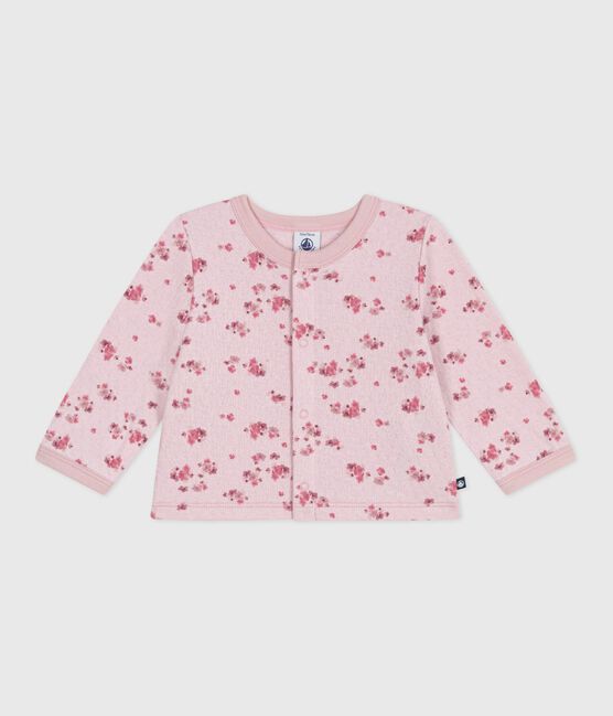 Baby-Cardigan aus Baumwolle mit Blumenmotiv rosa JOLI/weiss MULTICO