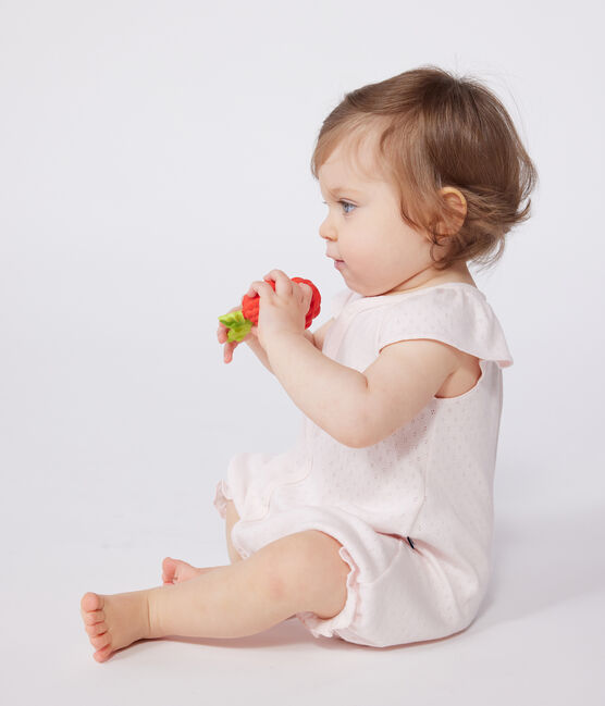 Baby-Kurzoverall aus einfarbiger Baumwolle rosa FLEUR