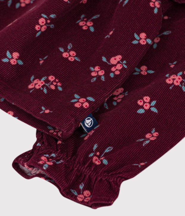 Lang&auml;rmelige Baby-Bluse aus Feincord mit Blumenmuster rot/vielfarbig
