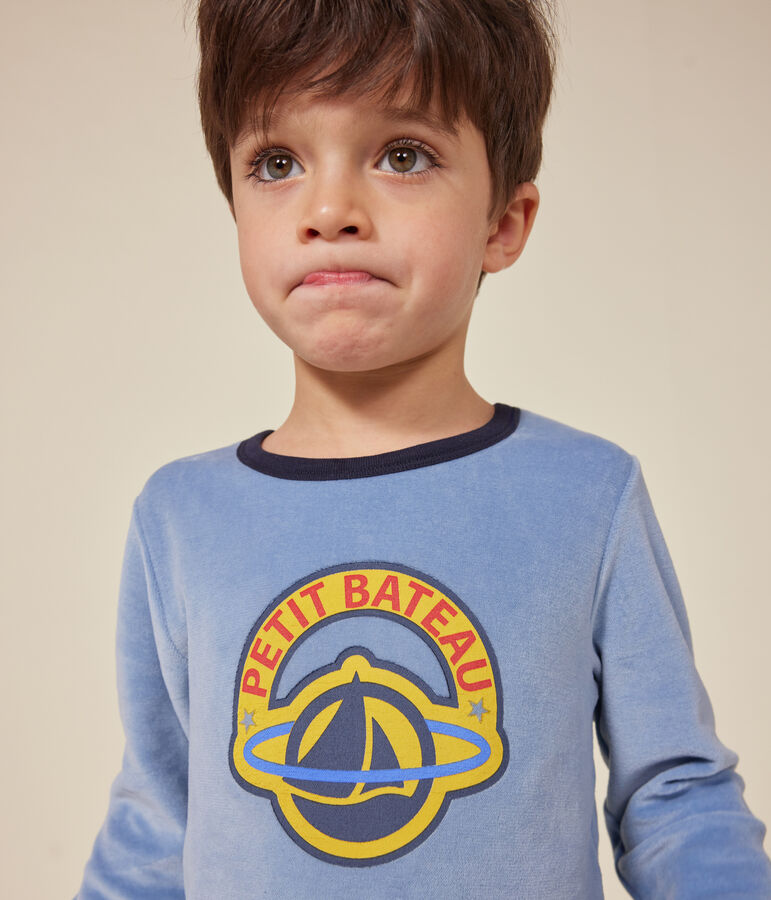 Kinder-Pyjama aus einfarbigem Nicki blau/blau