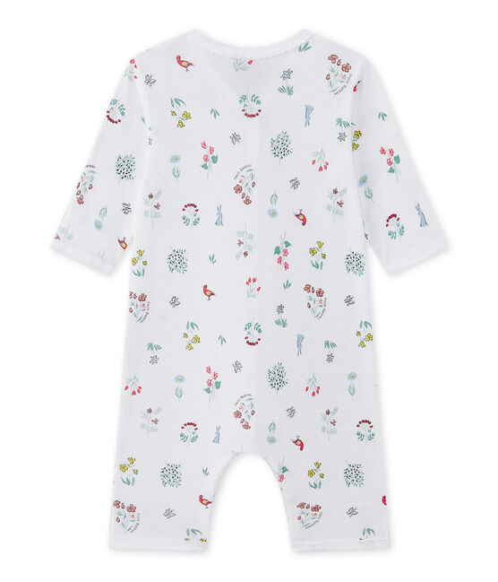 Bedruckter Baby-Mädchen-Strampler ohne Fuß weiss ECUME/weiss MULTICO