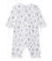 Bedruckter Baby-Mädchen-Strampler ohne Fuß weiss ECUME/weiss MULTICO