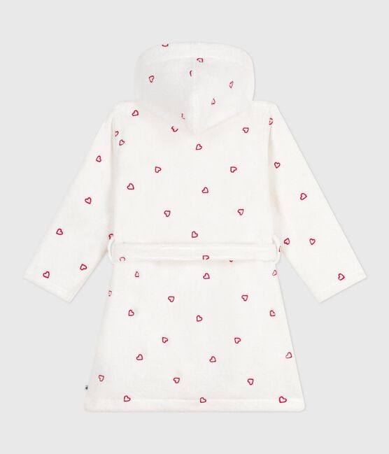 Kinder-Bademantel aus Frottee mit bestickten Herzen weiss MARSHMALLOW/rot TERKUIT