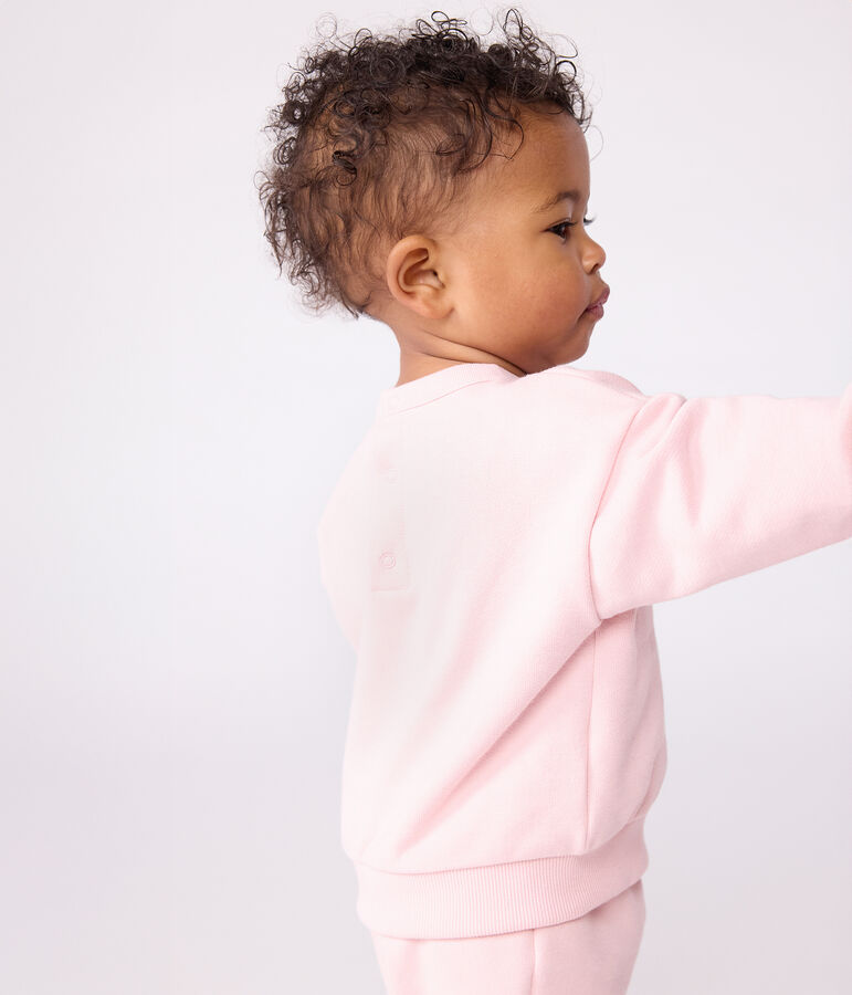 Baby-Sweatshirt aus Baumwolle mit Petit Bateau-Stickerei rosa