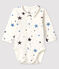 Baby-Body mit Kragen für Jungen aus Rippstrick mit Sternenmuster weiss MARSHMALLOW/weiss MULTICO
