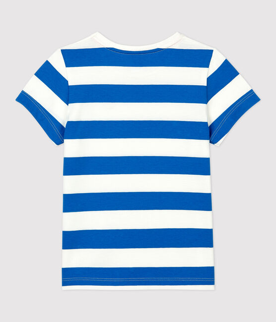 Kurzärmliges Kinder-T-Shirt aus Baumwolle für Mädchen blau RUISSEAU/weiss MARSHMALLOW