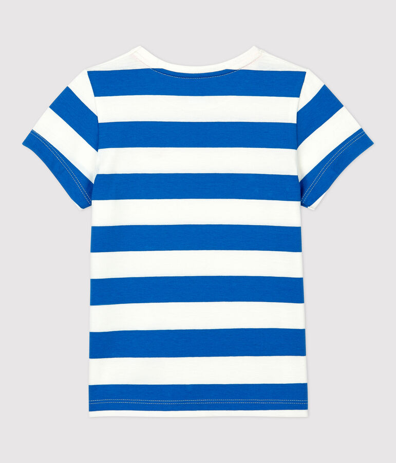 Kurz&auml;rmliges Kinder-T-Shirt aus Baumwolle f&uuml;r M&auml;dchen blau/weiss