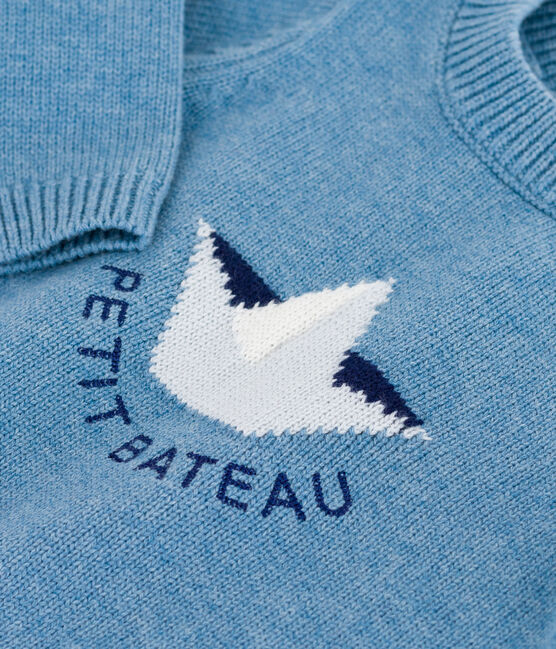 Baby-Pullover aus Wolle und Baumwolle mit Schiff-Motiv blau ADRIATIC/ MULTICO