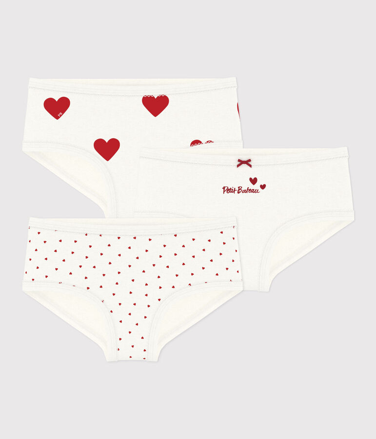 3er-Set Kinder-Slips High-Waist aus Baumwolle mit Herzmotiv vielfarbig