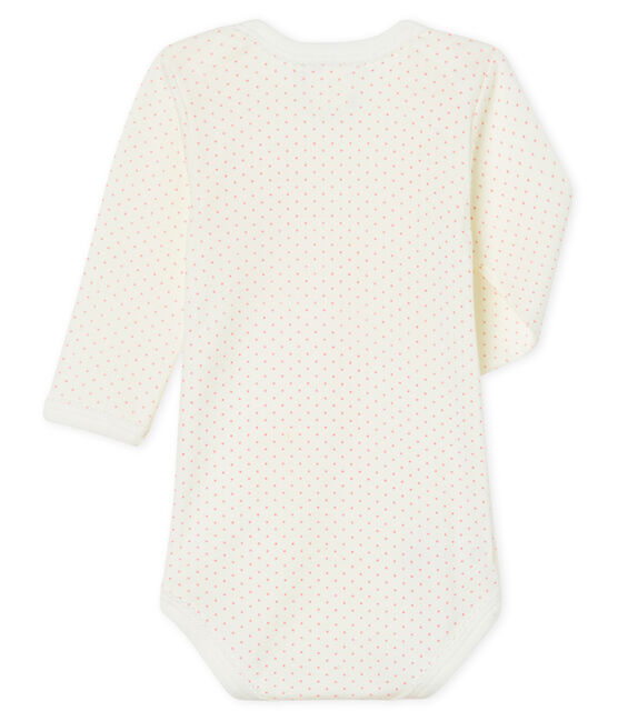 Langärmliger Baby-Body für Mädchen weiss MARSHMALLOW/rosa CHARME