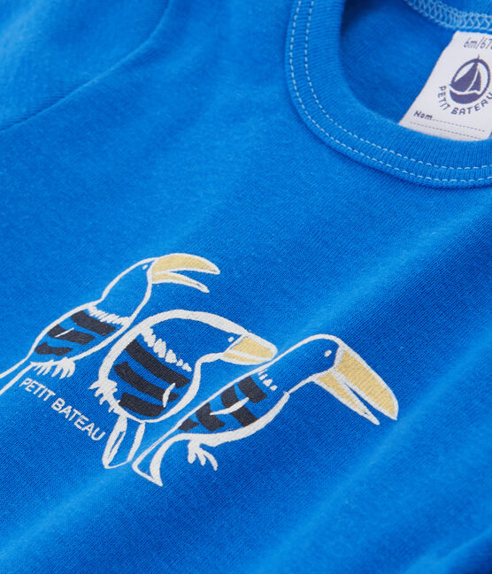 Einfarbiges Baby-T-Shirt für Jungen blau DELFT
