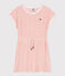 Kurzärmeliges Kinder-Kleid aus Baumwoll-Frottee mit Streifen  orange MARSHMALLOW/ ABRICOT