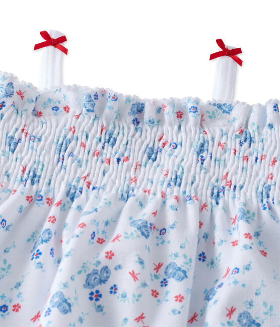 Kurzer Baby-Mädchen-Einteiler mit Print weiss ECUME/blau BLEU/ MULTICO
