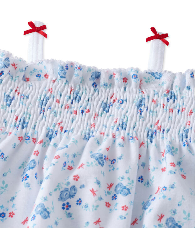 Kurzer Baby-M&auml;dchen-Einteiler mit Print weiss/blau/vielfarbig