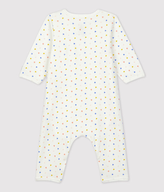 Fußloser Baby-Bodyjama aus Bio-Baumwolle weiss MARSHMALLOW/weiss MULTICO