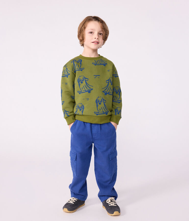 Kinder-Sweatshirt aus gemusterter Baumwolle gr&uuml;n/blau