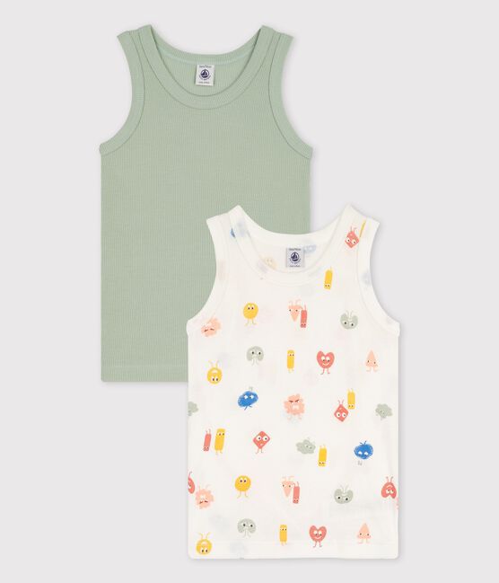 2er-Set Unterhemden aus Baumwolle und Lyocell mit Emojis für Jungen variante 1