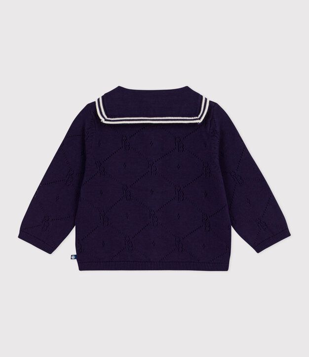 Baby-Cardigan mit Matrosenkragen aus Baumwolle mit Lochstickerei SOIR