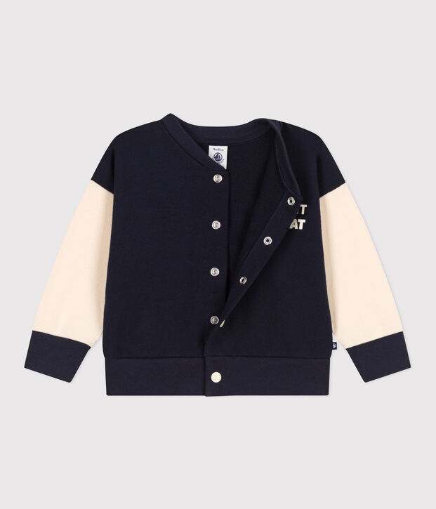Baby College-Jacke aus Molton. blau/naturfarben