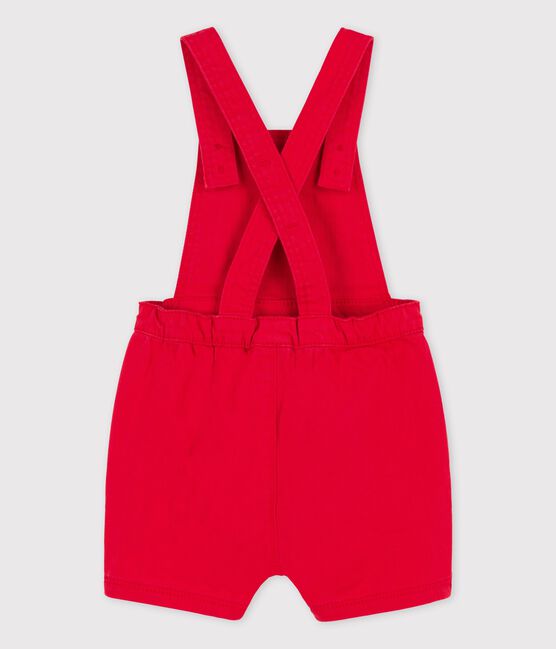 Kurze Baby-Latzhose aus gefärbtem Denim rot PEPS