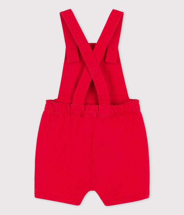 Kurze Baby-Latzhose aus gef&auml;rbtem Denim rot