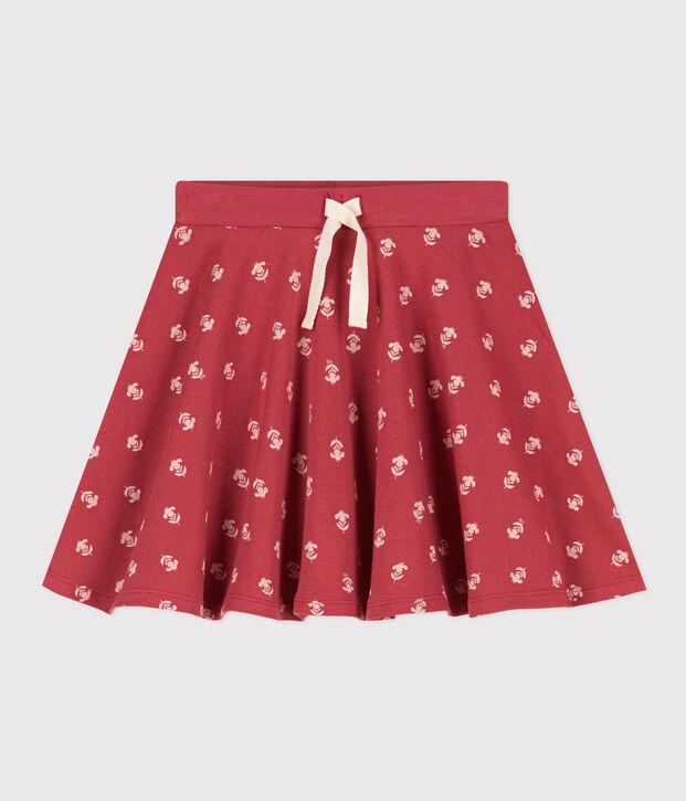 Kinderrock aus Baumwolle mit Print f&uuml;r M&auml;dchen rosa/naturfarben
