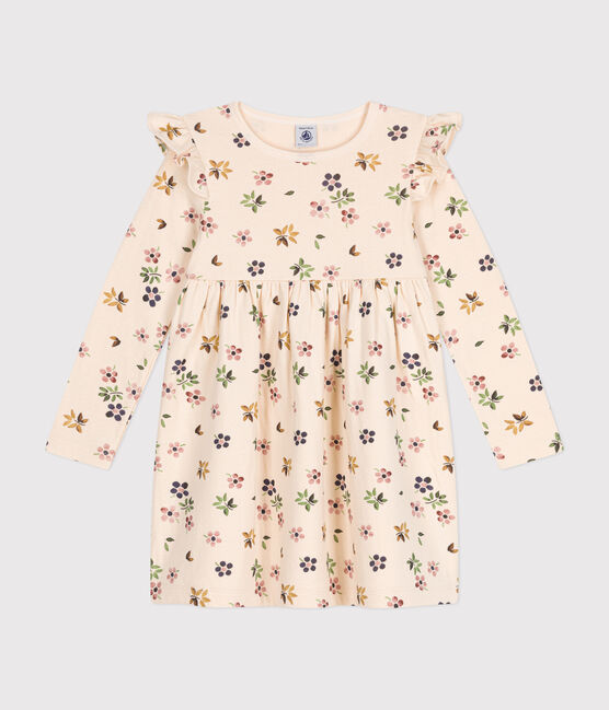 Langärmeliges Kinder-Kleid aus Doppeljersey für Mädchen weiss AVALANCHE/ MULTICO