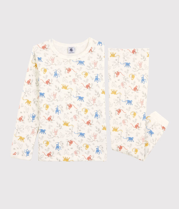 Kinderpyjama aus Bio-Baumwolle weiss/vielfarbig