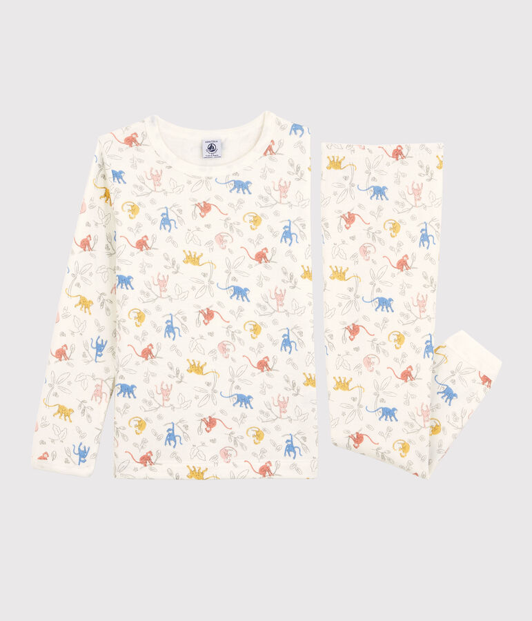 Kinderpyjama aus Bio-Baumwolle weiss/vielfarbig