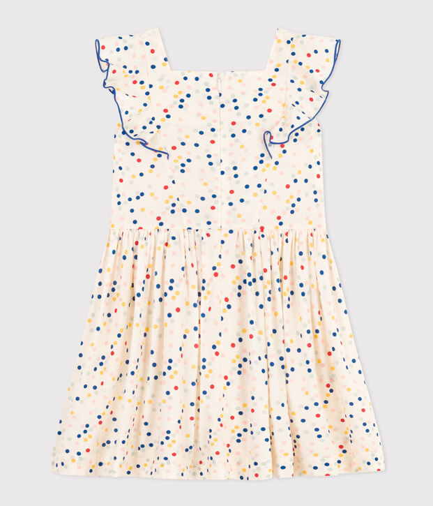 &Auml;rmelloses Kinder-kleid aus Popeline mit Punkten weiss/vielfarbig