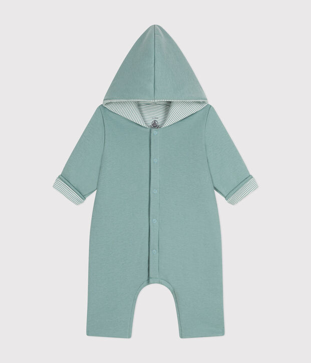 Langer, wattierter Baby-Overall mit Kapuze aus Baumwolle gr&uuml;n
