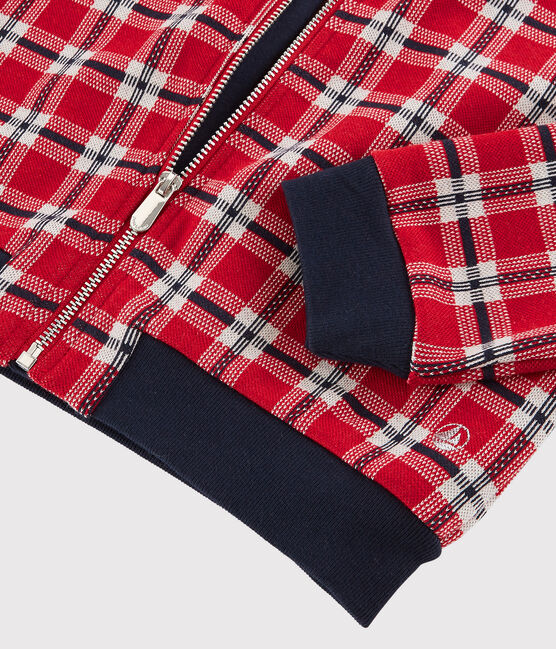 Karierter Kinder-Cardigan für Mädchen rot TERKUIT/weiss MULTICO