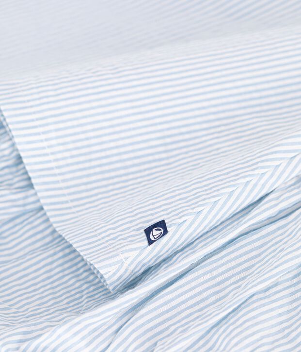 Kurz&auml;rmeliges Baby-Kleid aus Baumwolle und dazu passender Bloomer mit Streifen blau/blau