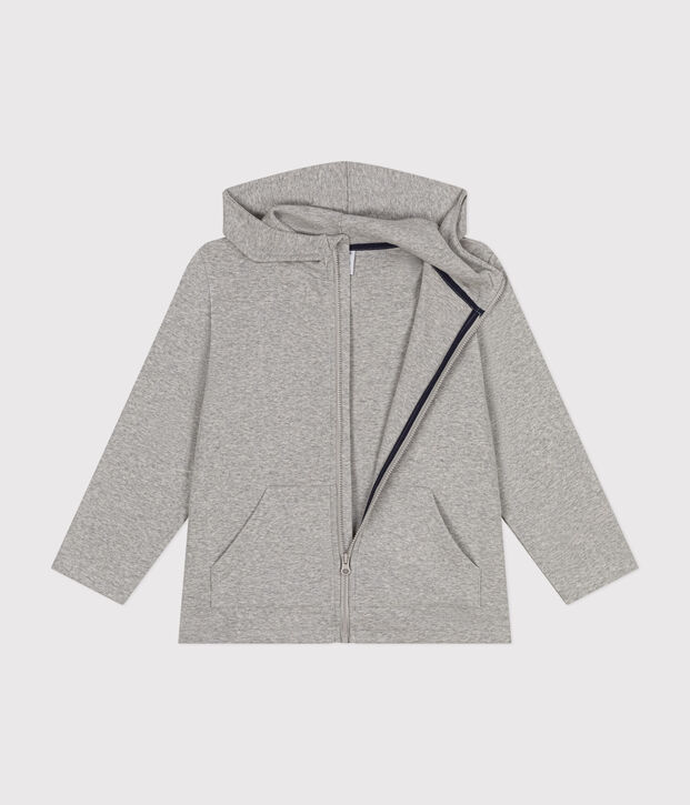 Jungen-Kapuzenshirt mit Rei&szlig;verschluss aus Strickgewebe grau