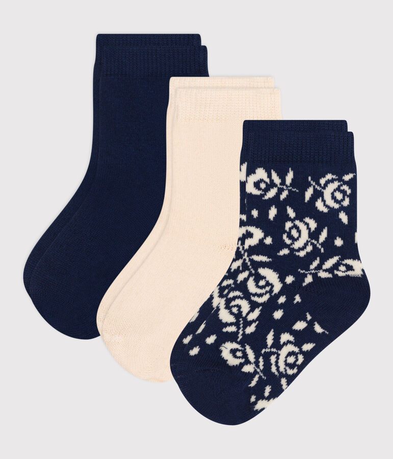 3 Paar Baby-Socken aus Baumwolle mit Blumenmotiv vielfarbig