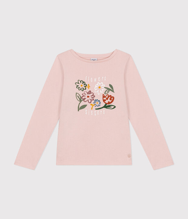 Lang&auml;rmeliges Kinder-T-Shirt aus Rippstrick f&uuml;r M&auml;dchen rosa