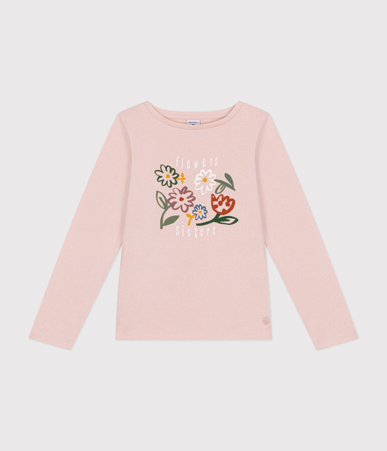 Lang&auml;rmeliges Kinder-T-Shirt aus Rippstrick f&uuml;r M&auml;dchen rosa