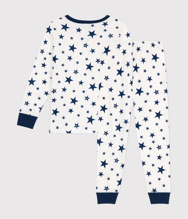 Pyjama aus Baumwolle mit Sternmotiv f&uuml;r Kinder weiss/blau