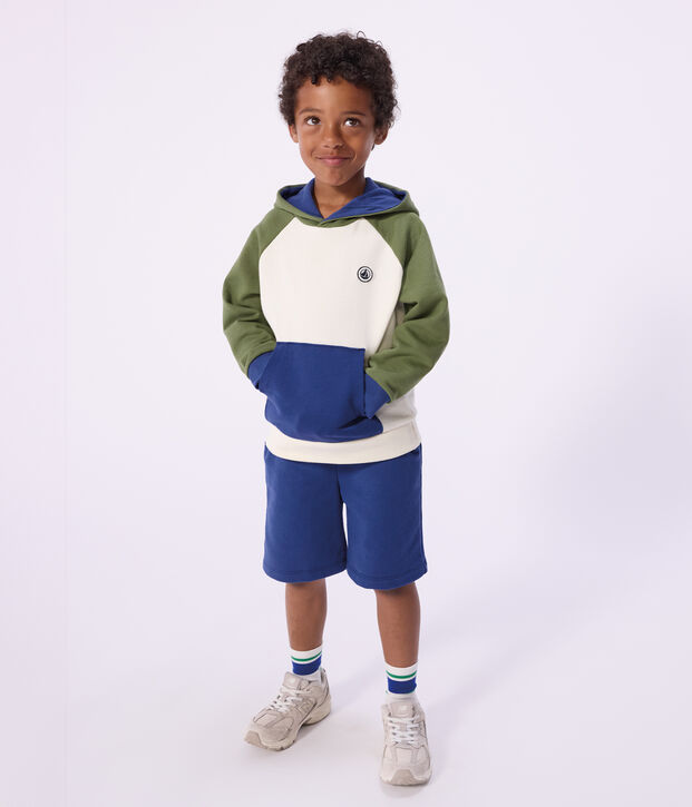 Kinder-Kapuzensweatshirt aus Baumwolle naturfarben/vielfarbig