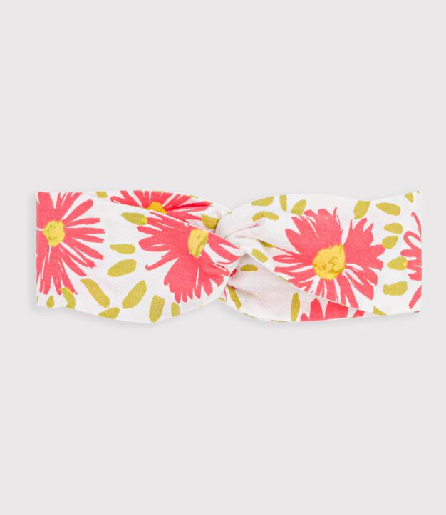 Baby-Haarband f&uuml;r M&auml;dchen aus gebl&uuml;mtem Krepp weiss/vielfarbig