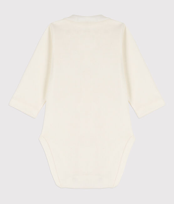 Weißer Baby-Body mit Kragen aus Bio-Baumwolle weiss MARSHMALLOW