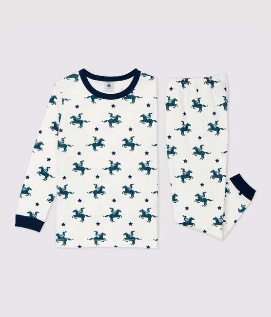 Kinderpyjama aus Baumwolle mit Rittermotiv für Jungen weiss MARSHMALLOW/weiss MULTICO