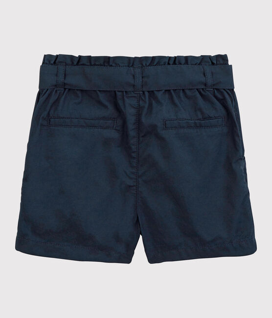 Shorts zum Binden aus Baumwollserge für Mädchen blau SMOKING