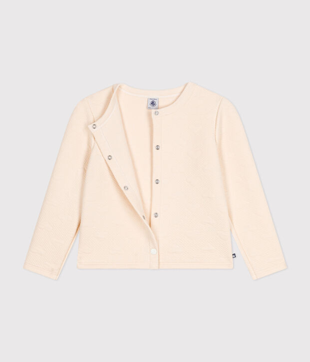 Kinder-Cardigan aus Doppeljersey f&uuml;r M&auml;dchen naturfarben