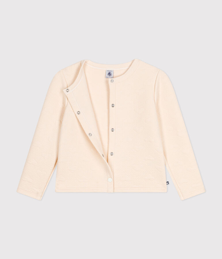 Kinder-Cardigan aus Doppeljersey f&uuml;r M&auml;dchen naturfarben
