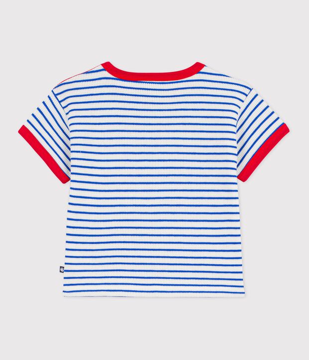 Kurz&auml;rmeliges Baby-T-Shirt aus Baumwolle mit Streifen blau/blau