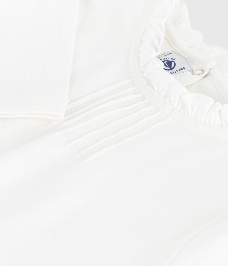 Lang&auml;rmeliges Kinder-T-Shirt aus einfarbiger Baumwolle weiss