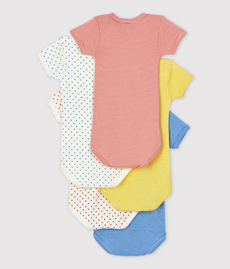 5er-Set kurz&auml;rmelige gestreifte Bodys aus Baumwolle vielfarbig