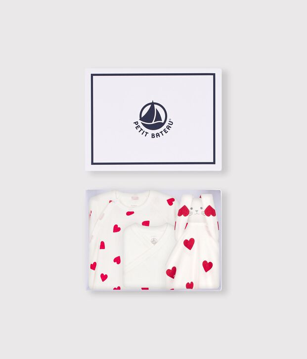 Newborn-Geschenkset aus Baumwolle mit Herzmotiv vielfarbig
