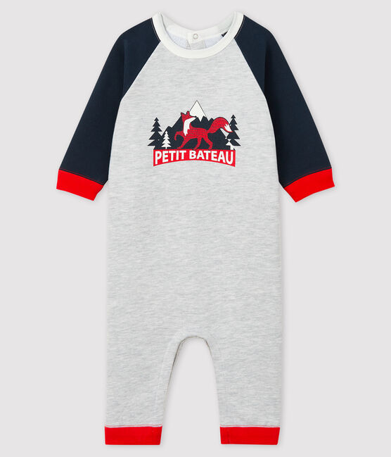 Langer Baby-Overall für Jungen grau BELUGA/blau SMOKING